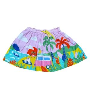 Mini Boden Girls Pink Tropical Beach Camper Cat Skirt 4-5T 110cm Cotton Lined
